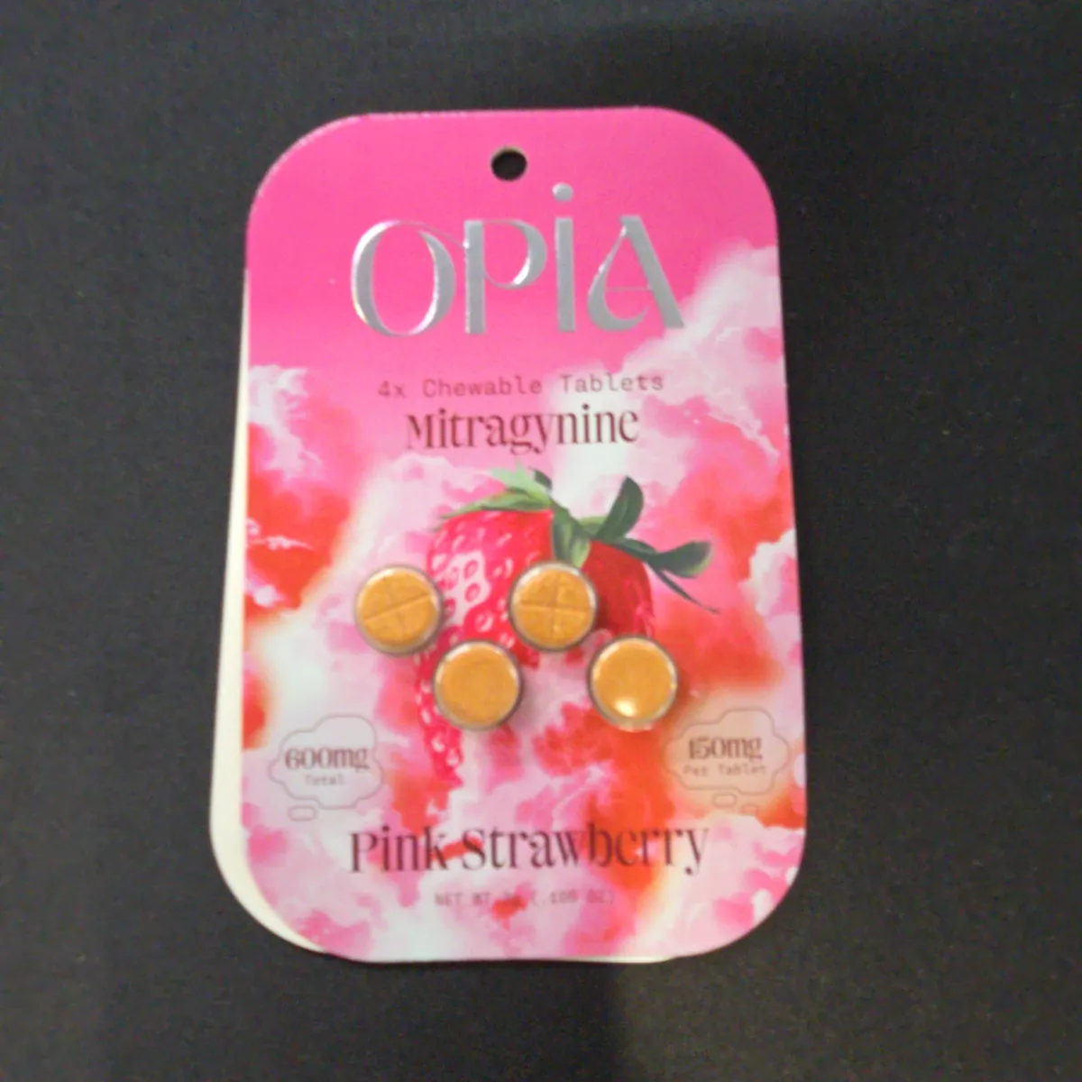 Opia Kratom Extract Pink Strawberry Chewable Tabs 150mg 4 Count