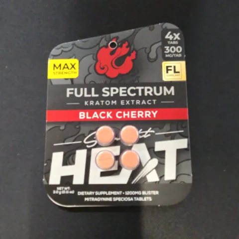 HEAT Kratom Extract Black Cherry Chewable Tabs 300mg 4 Count