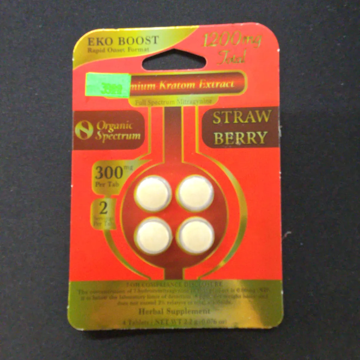 Organic Spectrum Kratom Extract Strawberry Chewable Tabs 300mg 4 Count