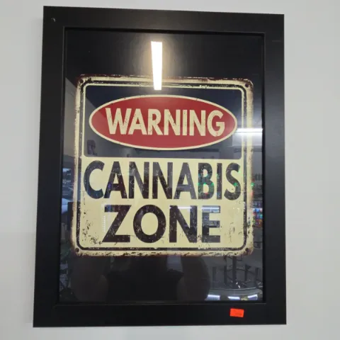 Warning Cannabis Zone Framed Poster
