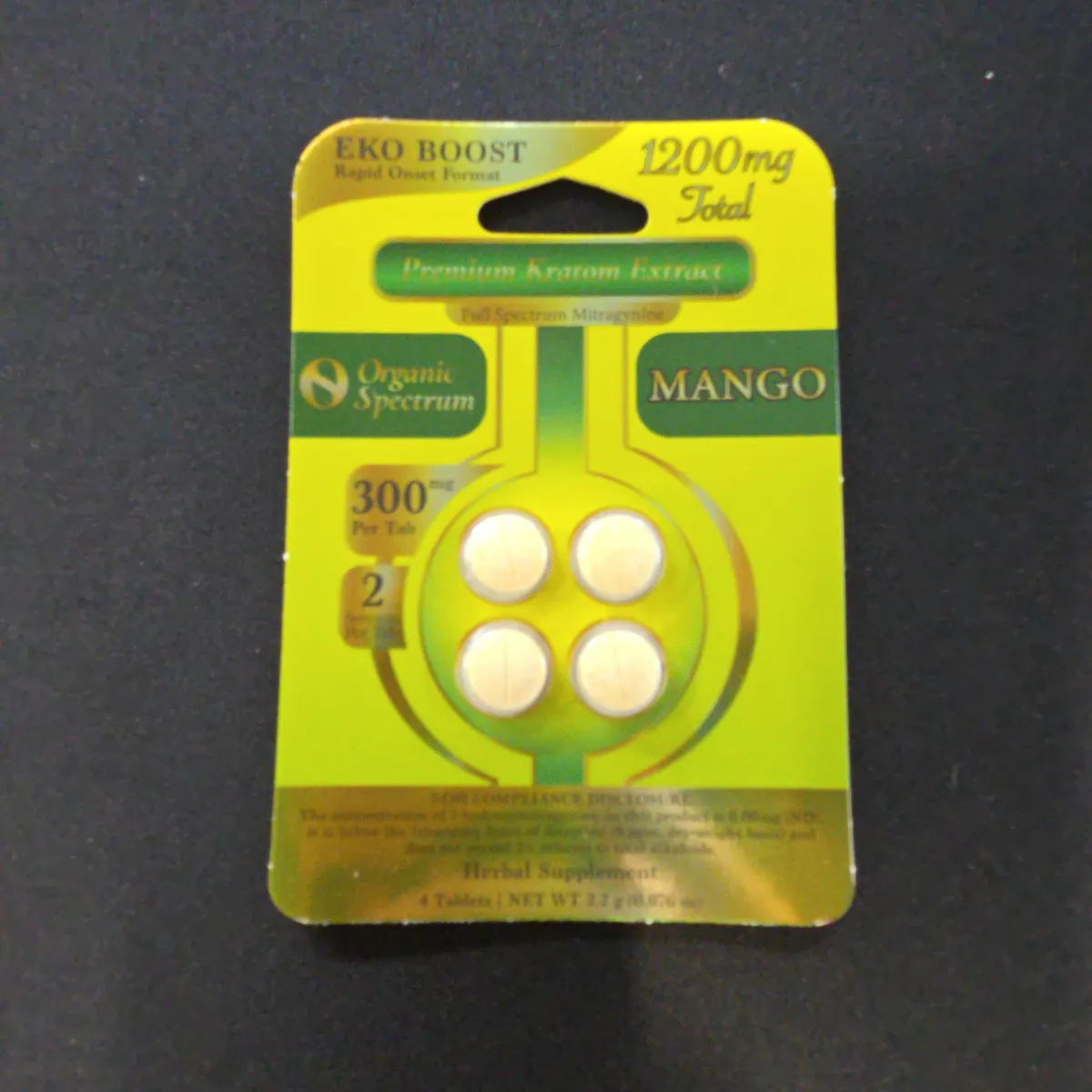 Organic Spectrum Kratom Extract Mango Chewable Tabs 300mg 4 Count